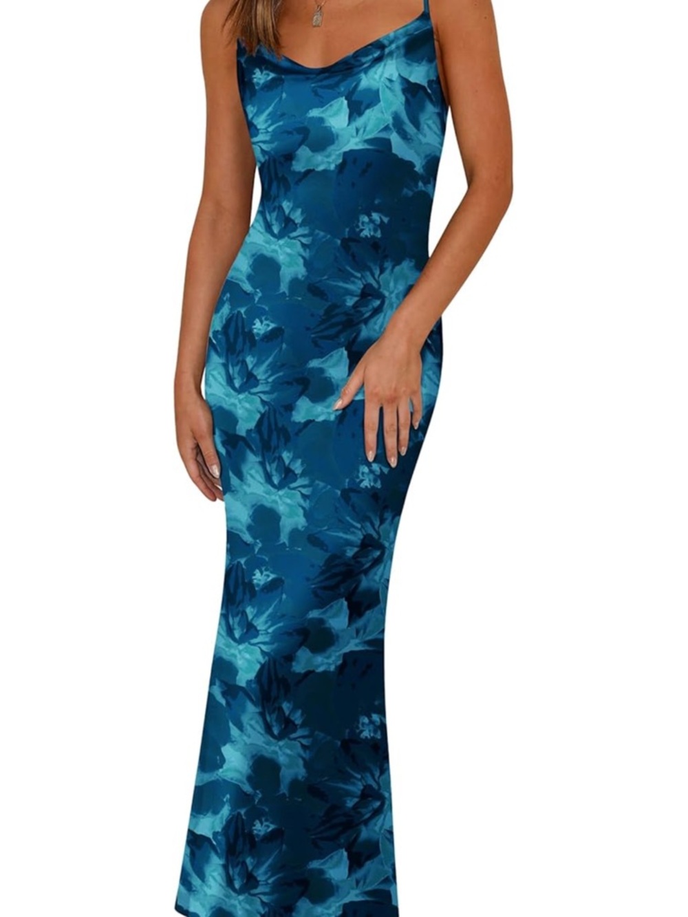 PrettyGarden Teal Blue Patterned Dress
